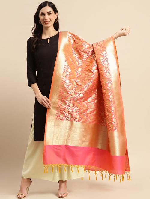 pink silk dupatta - 20315821 - Very Small Image - 1