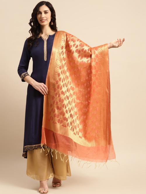 peach banarasi dupatta - 20315826 - Very Small Image - 1
