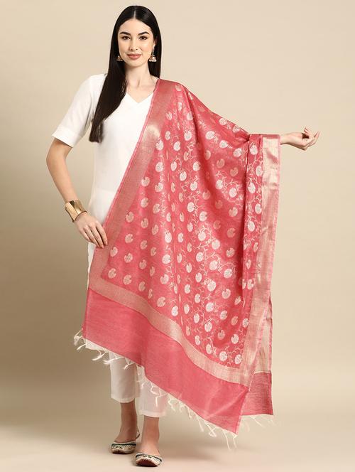pink cotton blend dupatta - 20315843 - Very Small Image - 1