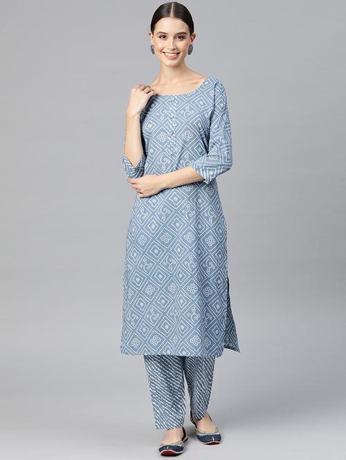 blue colored kurta pant set - 20315937 - Very Small Image - 1