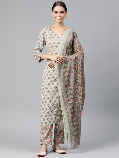 neo mint colored kurta pant set - 20315947 - Very Small Image - 1