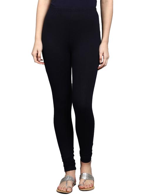 women's solid navy blue churidar - 20318082 - Very Small Image - 1