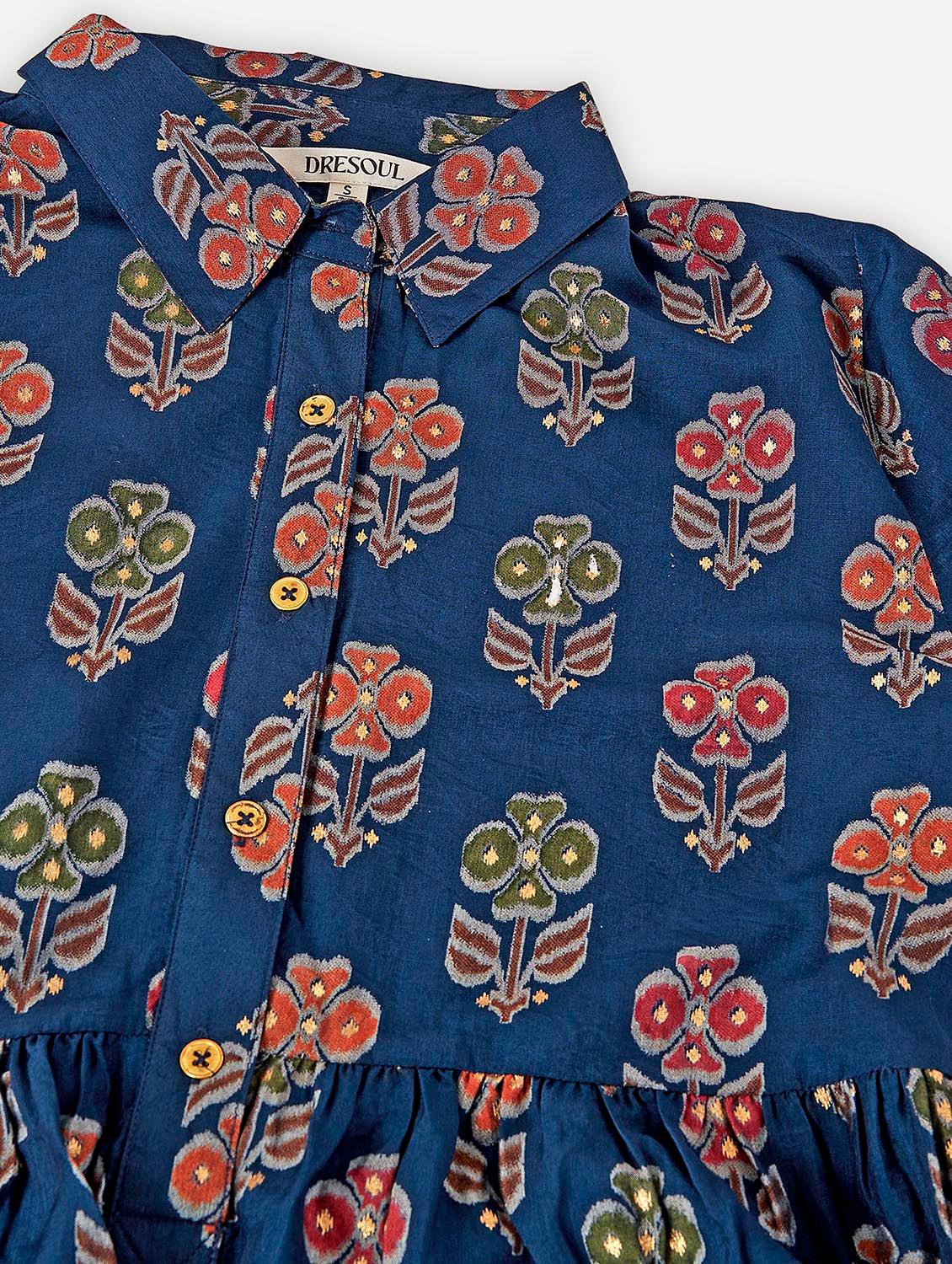 blue printed high low tunic - 20318997 - Zoom Image - 5