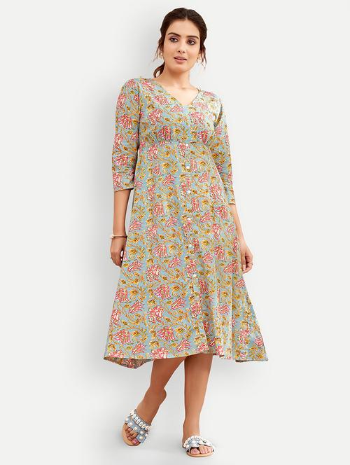 women printed a-line dress - 20319040 - Very Small Image - 1