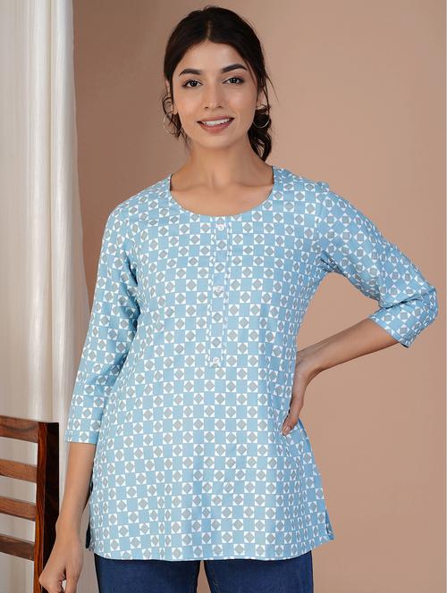 purist blue geometric regular tunic - 20319404 - Very Small Image - 1