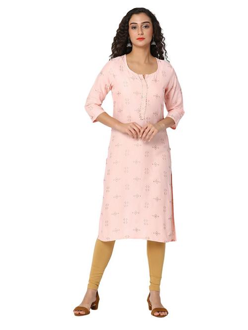 women rosewater round neck straight kurta - 20319651 - Very Small Image - 1