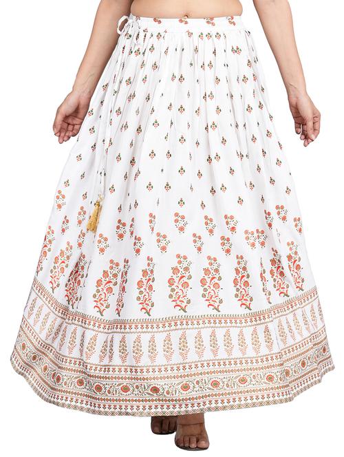 white floral flared skirt - 20320145 - Very Small Image - 1