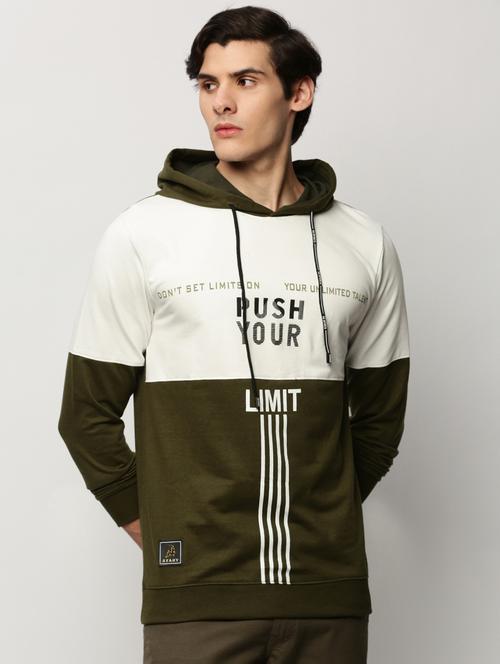 Men Multi Colored Hooded Color Block Cotton Regular Sweatshirt - 20325409 - Very Small Image - 1