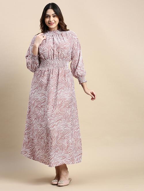 copper abstract print maxi dress - 20325669 - Very Small Image - 1