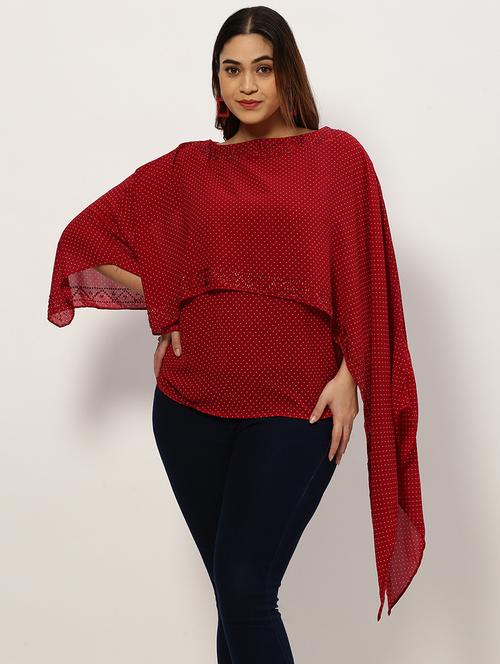 maroon crepe regular top - 20325843 - Very Small Image - 1