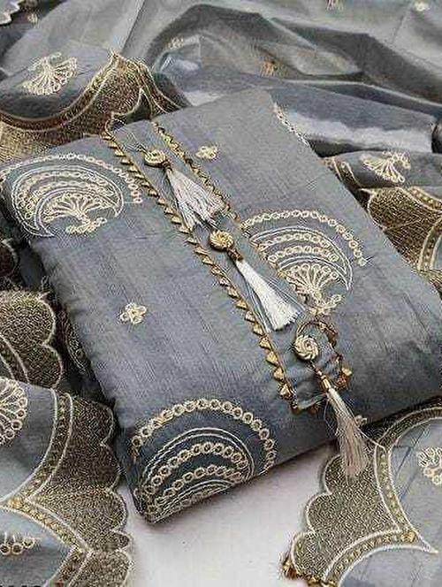 grey colored unstiched dress - 20326830 - Very Small Image - 1