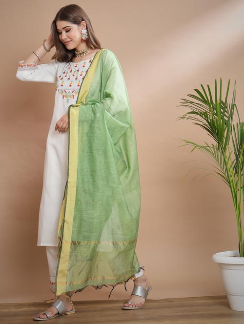 women three quarter sleeve kurta pant with dupatta set - 20329902 - Very Small Image - 1