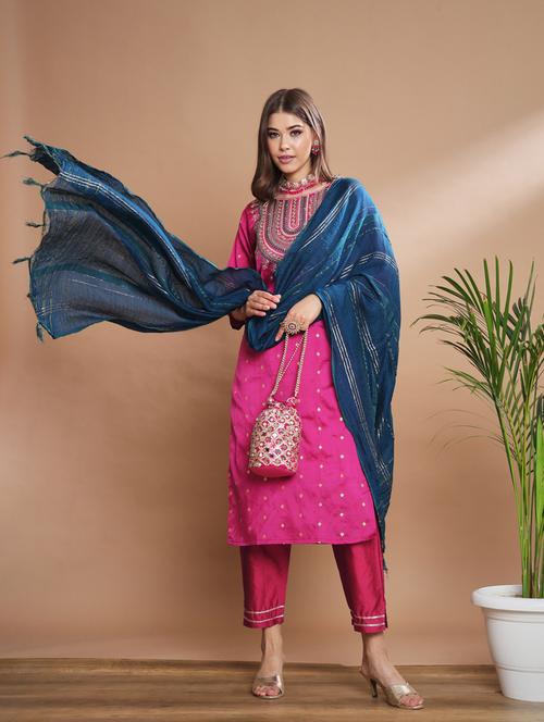 pink colored kurta pant set - 20329951 - Very Small Image - 1