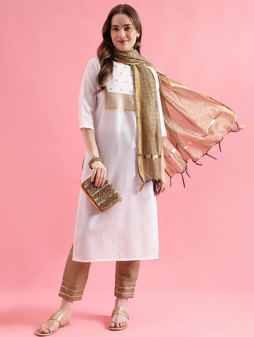 white colored kurta pant set - 20330022 - Very Small Image - 1