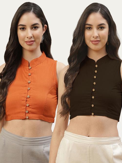 pack of 2 solid front open sleeveless blouse - 20330103 - Very Small Image - 1