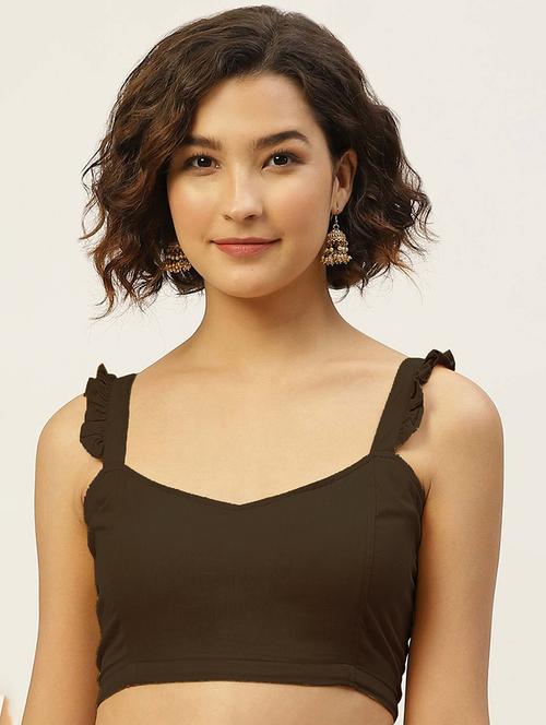 women brown solid stitched blouse - 20330529 - Very Small Image - 1