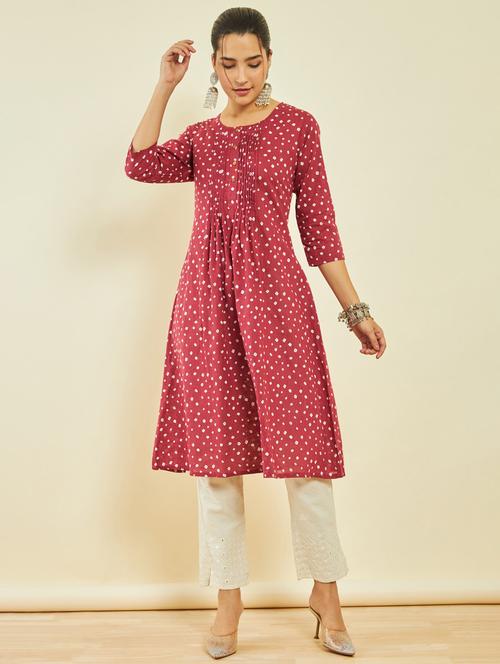 women bandhani printed a-line kurta - 20331263 - Very Small Image - 1