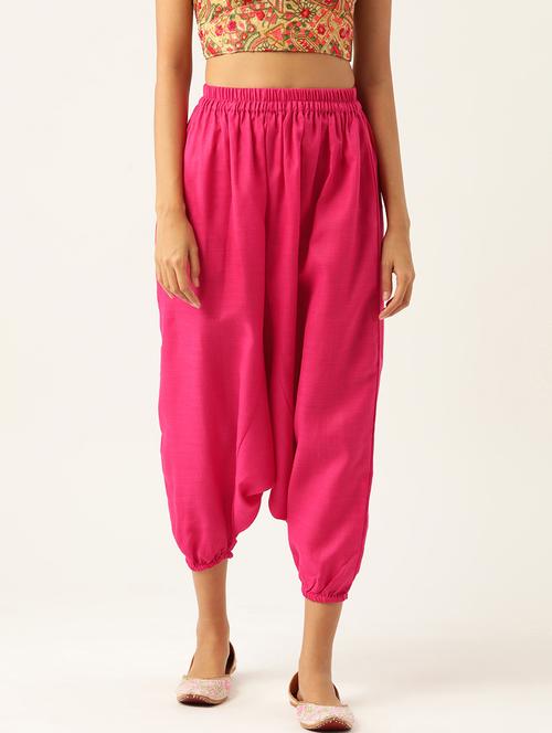 women pink cotton harem pant trouser - 20331489 - Very Small Image - 1