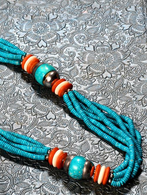 blue metal statement necklace - 20331724 - Very Small Image - 1