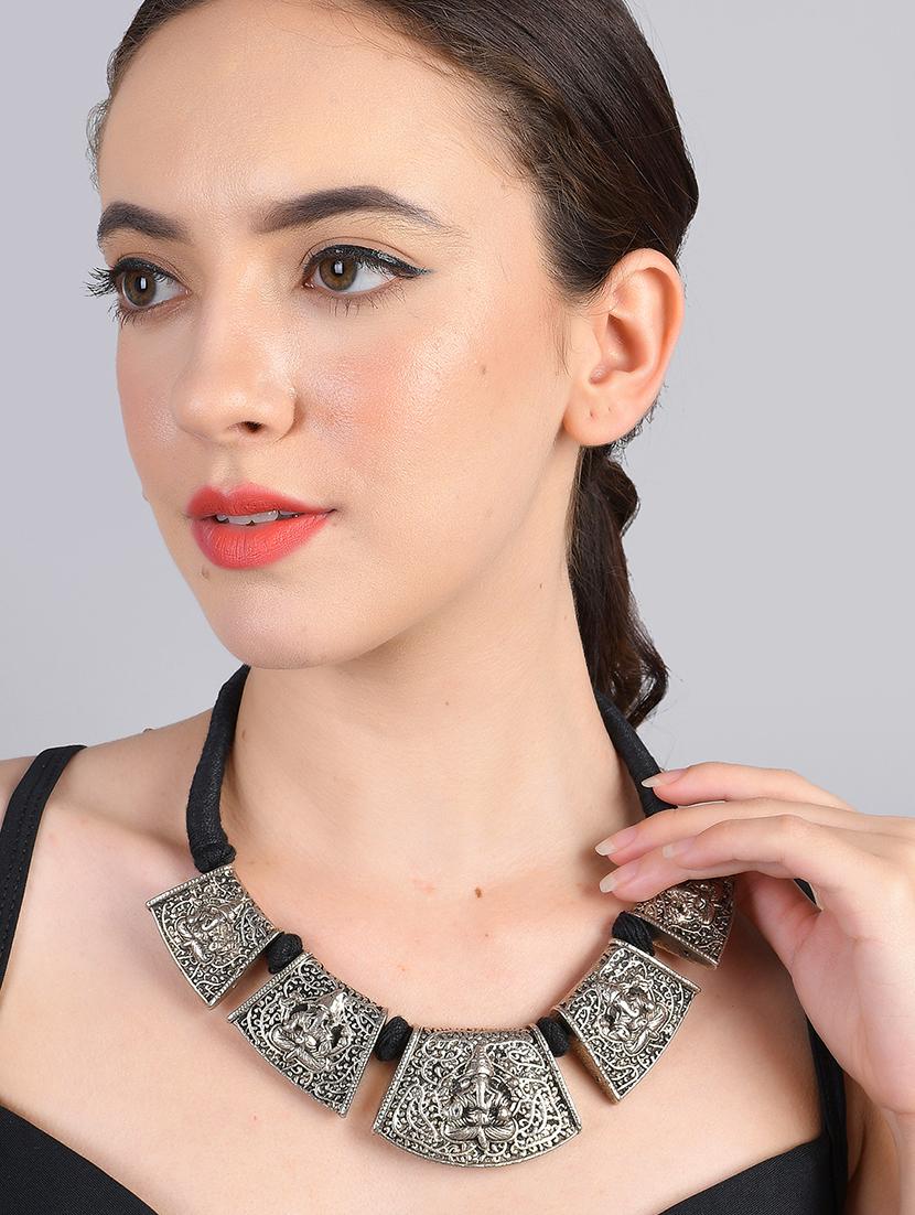 silver metal statement necklace - 20331785 - Zoom Image - 4