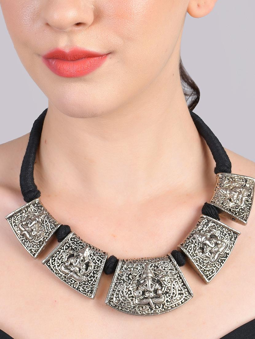 silver metal statement necklace - 20331785 - Standard Image - 5