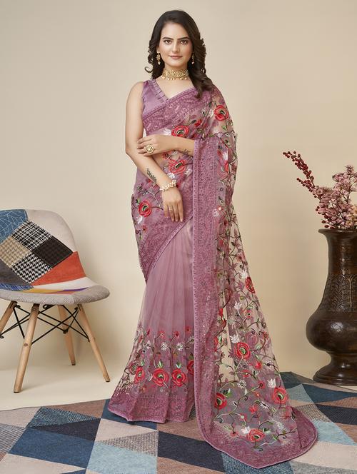women's embroidered saree with blouse - 20334285 - Very Small Image - 1