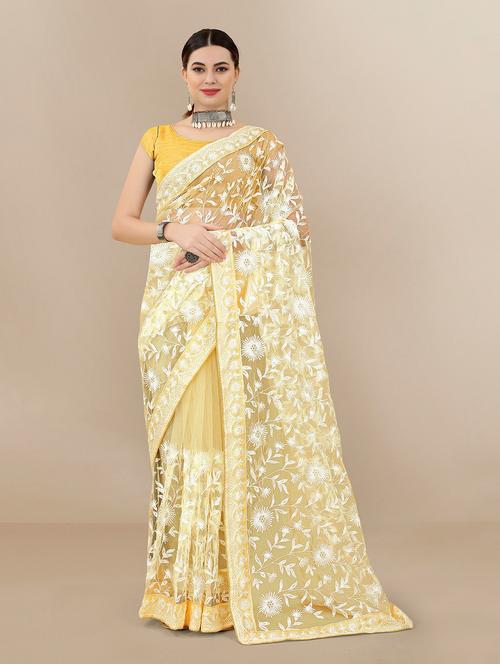 women's embroidered saree with blouse - 20334303 - Very Small Image - 1