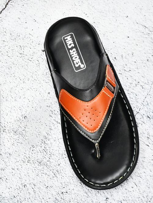 black leather toe separator slippers - 20334628 - Very Small Image - 1