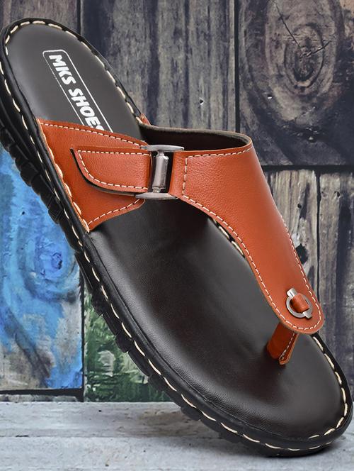 tan leather toe separator slippers - 20334636 - Very Small Image - 1