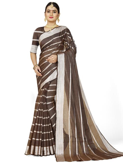 Women's Bordered Royal Blue Colored Saree With Blouse - 20335939 - Very Small Image - 1