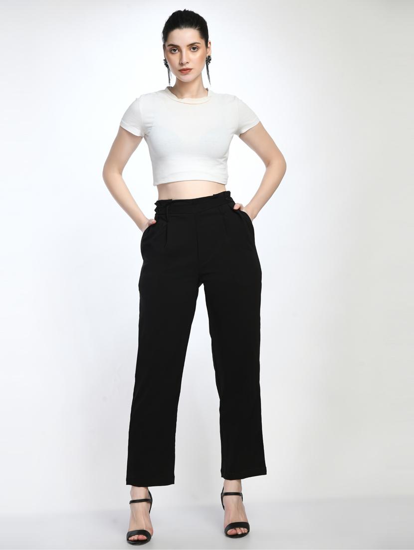 black lycra blend pleated trouser - 20340886 - Zoom Image - 4