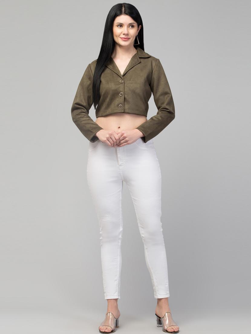 women solid faux leather summer jacket - 20340915 - Standard Image - 3