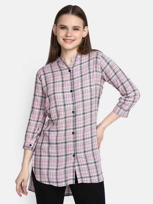 women's straight mandarin neck top - 20342697 - Very Small Image - 1