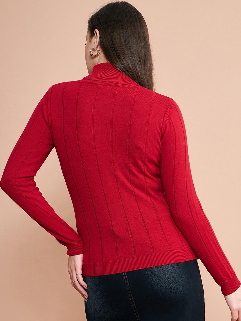women self design turtle neck pullover - 20345169 - Zoom Image - 2