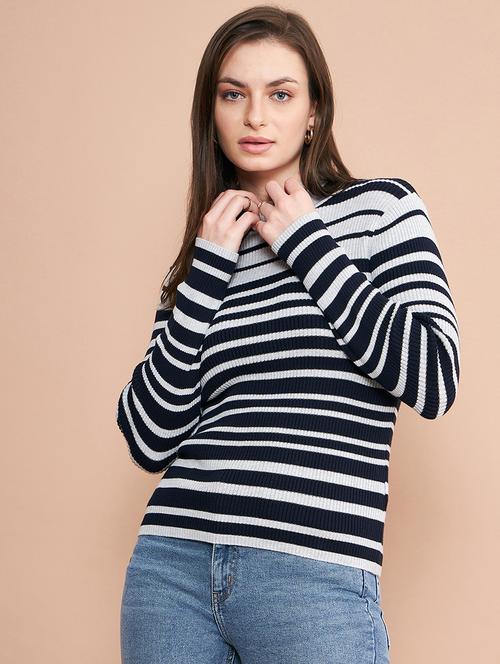 women striped turtle neck pullover - 20345195 - Very Small Image - 1