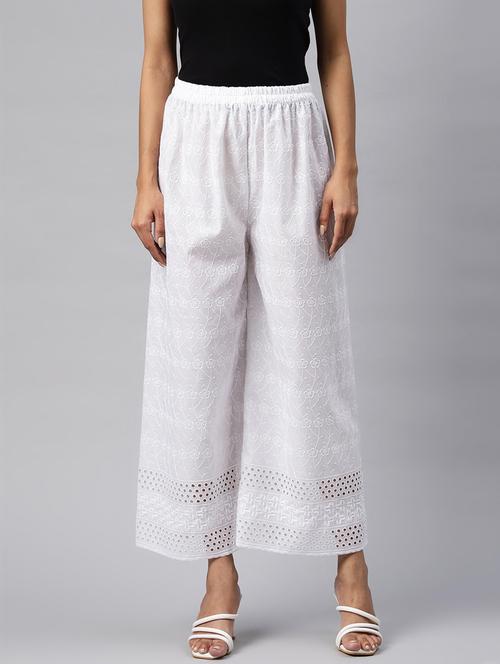 white schiffli work palazzo - 20345289 - Very Small Image - 1