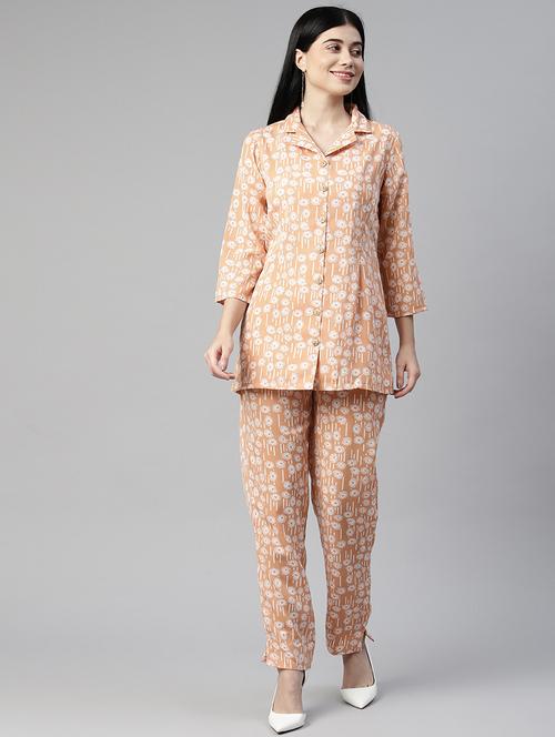 orange floral top and trouser co-ord - 20346218 - Very Small Image - 1