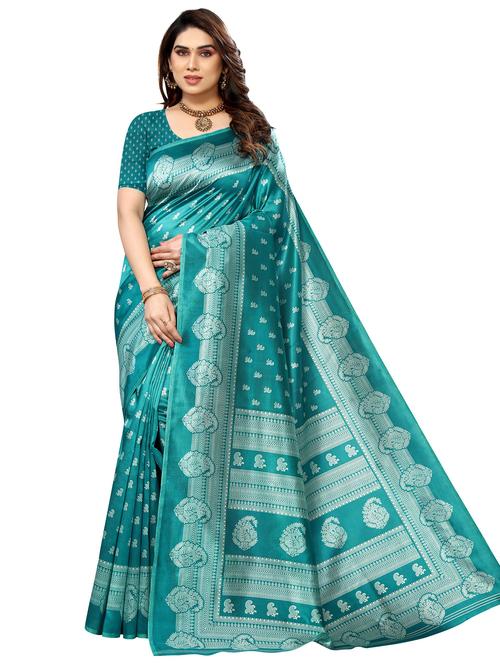 block print art silk saree - 20346397 - Very Small Image - 1
