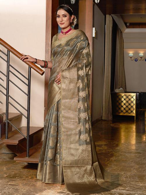 women zari work banarasi saree - 20346655 - Very Small Image - 1