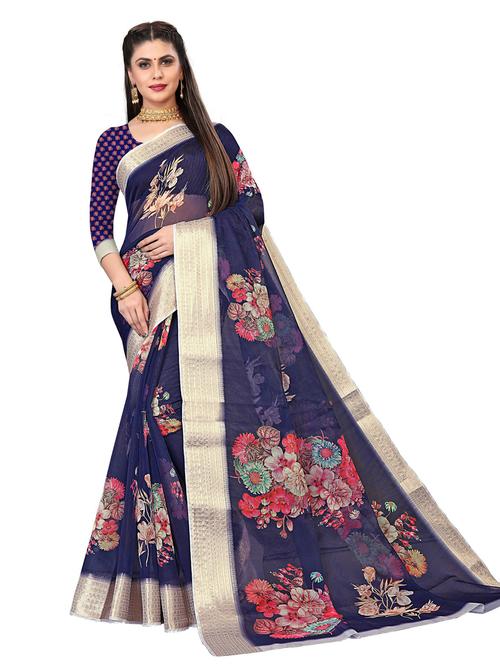 women floral printed saree with blouse - 20346812 - Very Small Image - 1