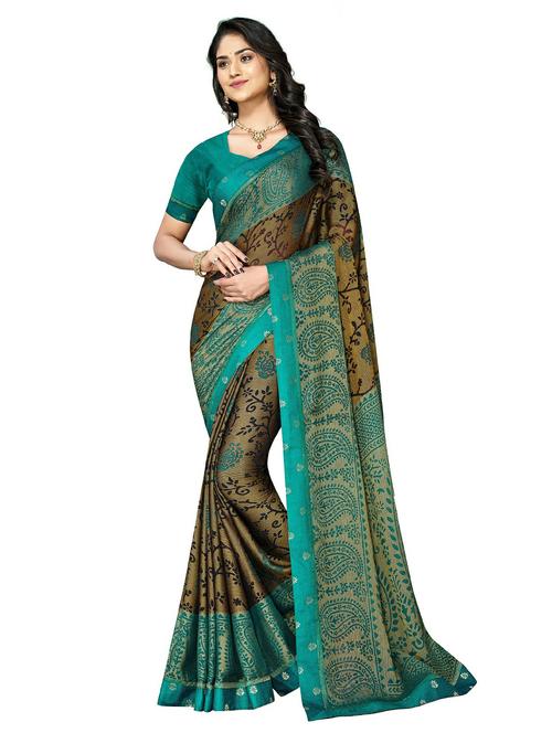 women green printed chiffon saree - 20346984 - Very Small Image - 1