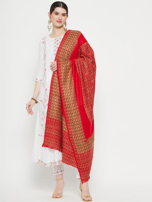 red acro wool shawl - 20349372 - Very Small Image - 1