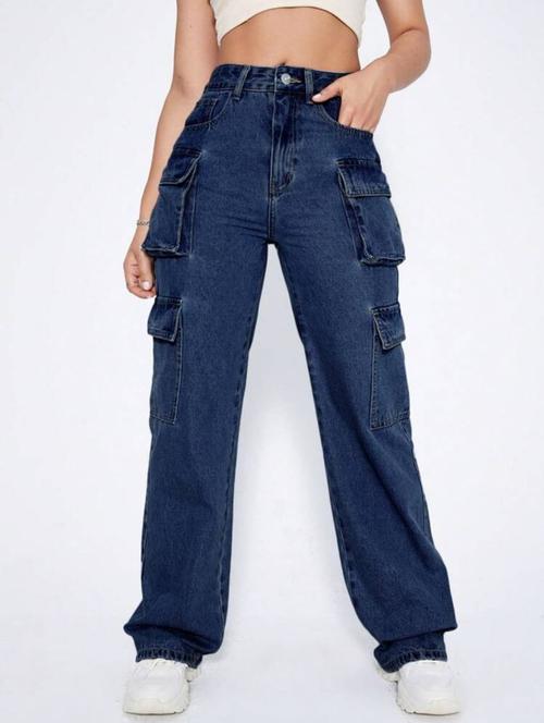 women's plain cargo jeans - 20350072 - Very Small Image - 1