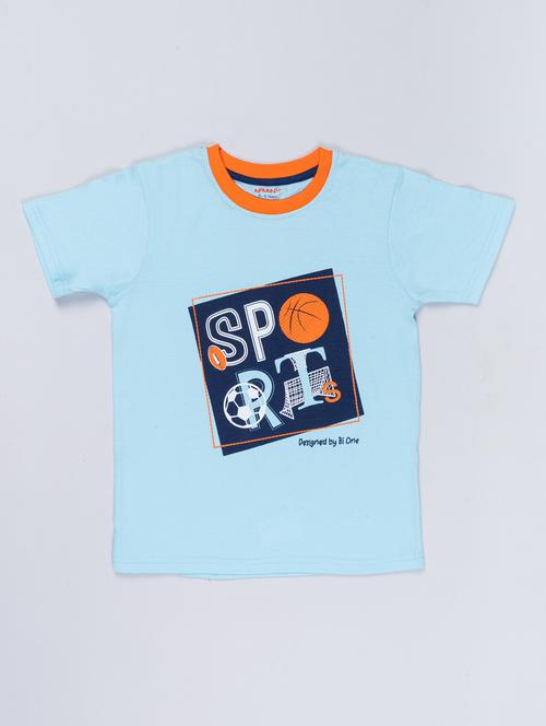 boys light blue graphic print cotton dobby t-shirt - 20350260 - Very Small Image - 1
