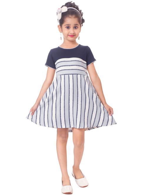 girls round neck short sleeves frock - 20351300 - Very Small Image - 1