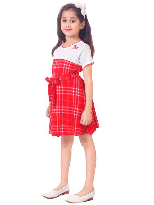 girls multi color checkered cotton blend frock - 20351302 - Very Small Image - 1