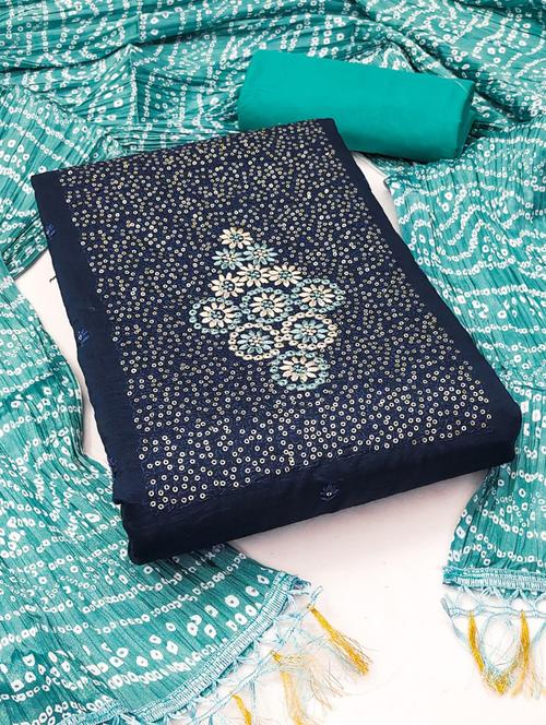 navy blue colored unstiched dress - 20351624 - Very Small Image - 1