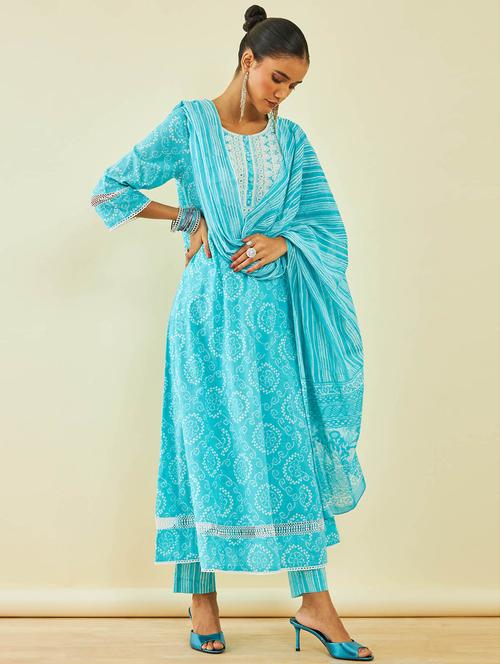 bandhani printed suit set  - 20354963 - Very Small Image - 1