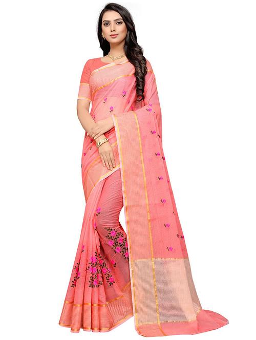 pink colored embroidered  saree with blouse - 20358426 - Very Small Image - 1