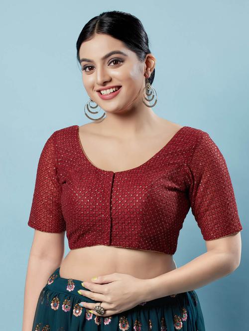 women red embroidered blouse - 20360185 - Very Small Image - 1